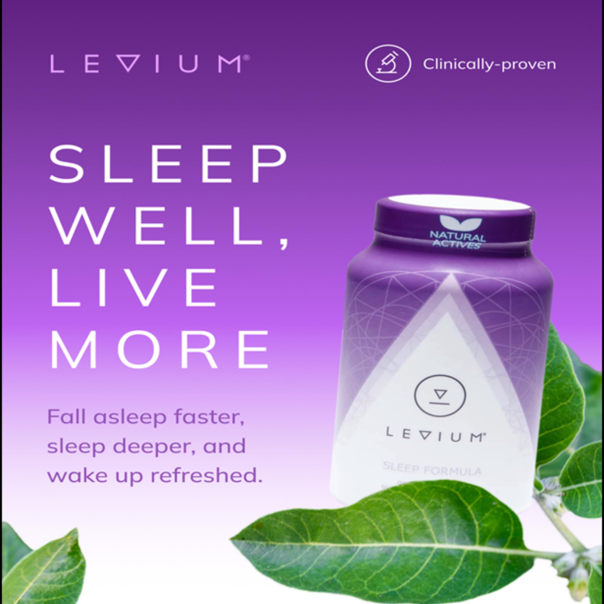 Graphic showing how Levium Sleep Formula supports sleep and relaxation