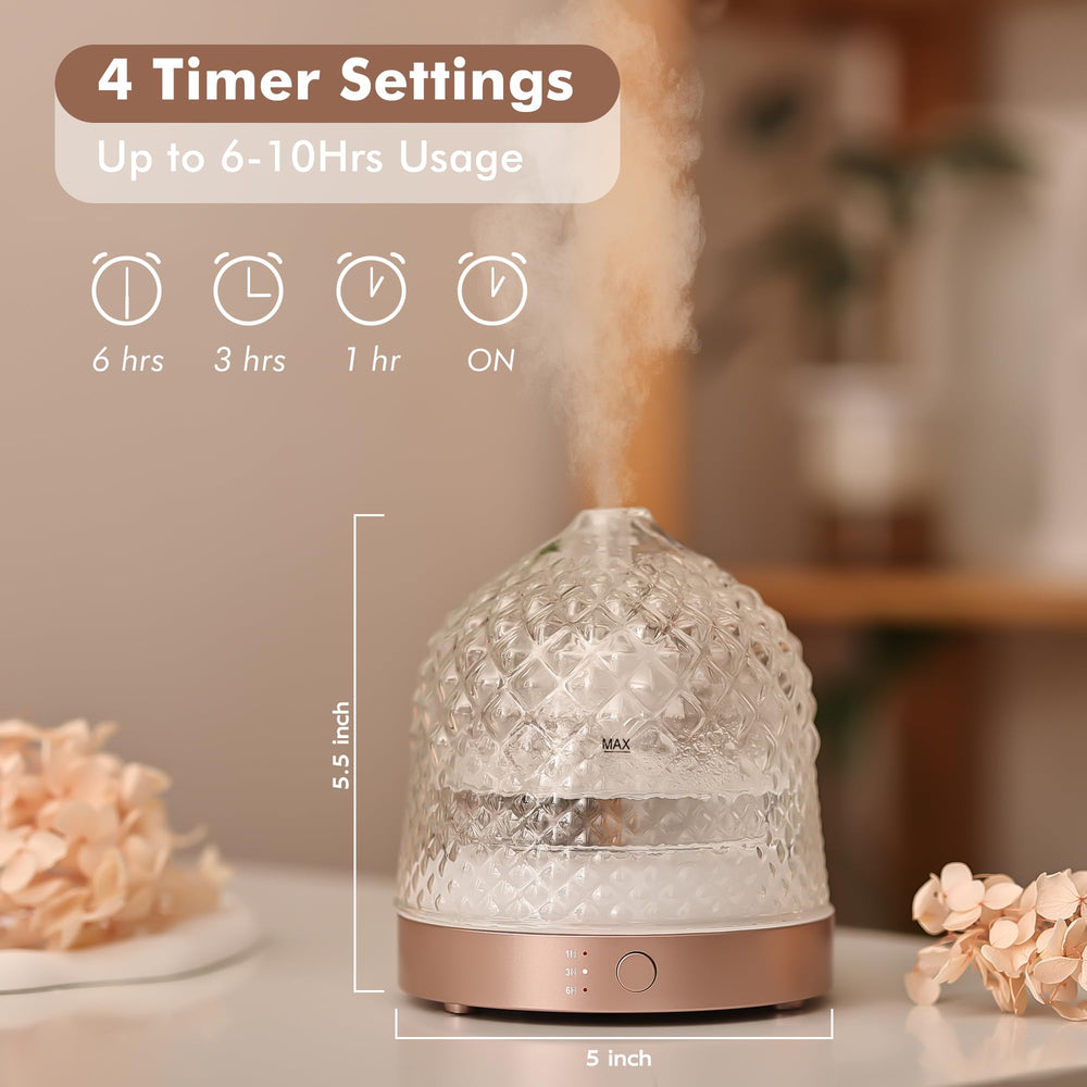 Levoair diffuser with rose gold base and glass dome