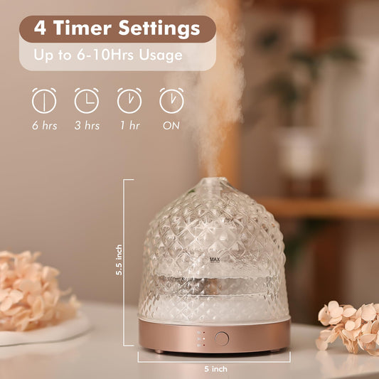 Levoair diffuser with rose gold base and glass dome