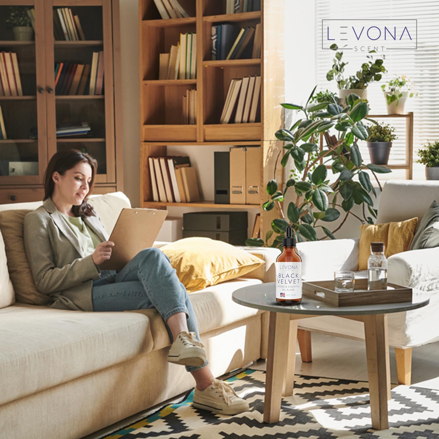 Diffuser oil bottle fitting into a Levona diffuser neck