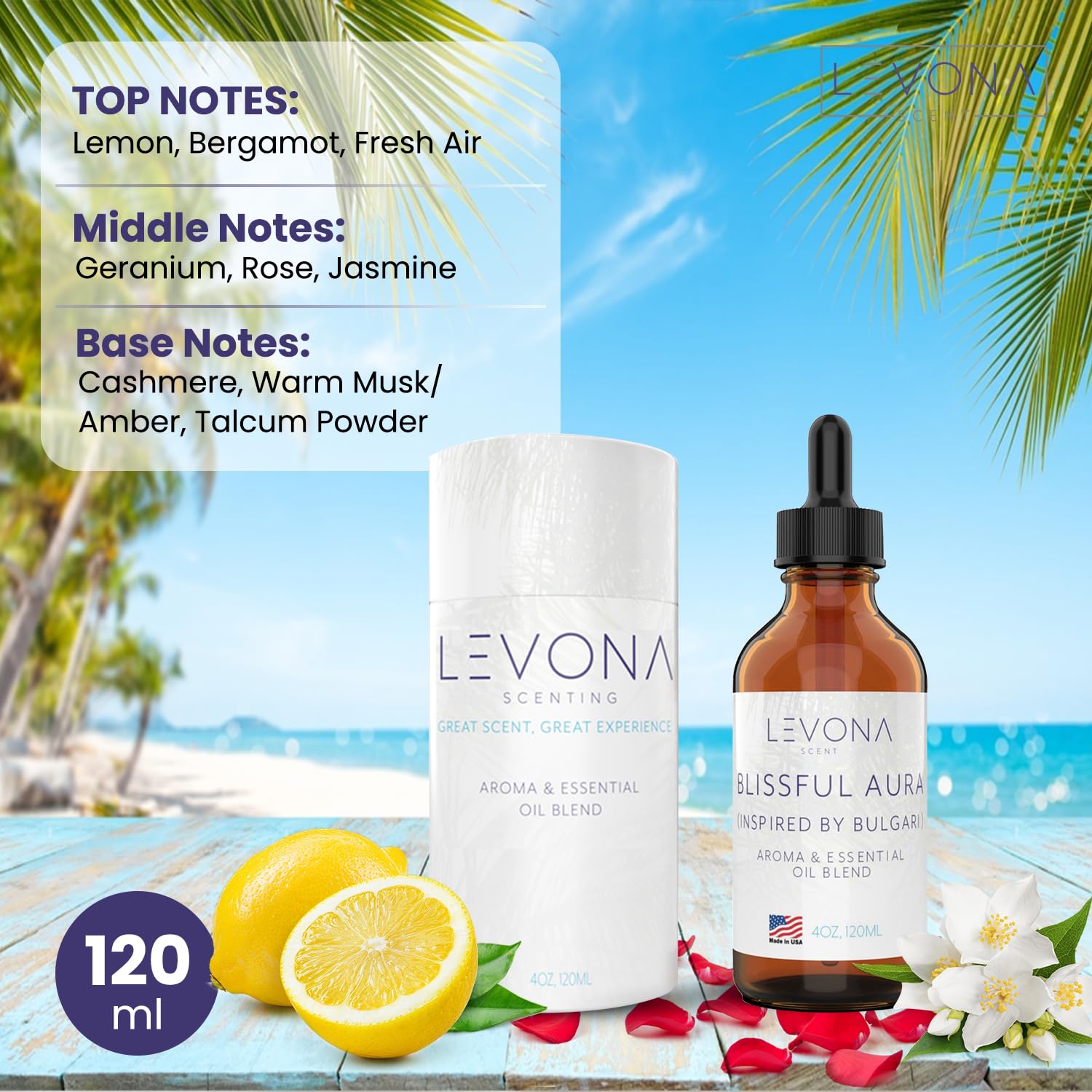 Close-up of Blissful Aura notes: amber, musk and jasmine