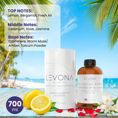 Close-up of Blissful Aura 700ml diffuser oil bottle