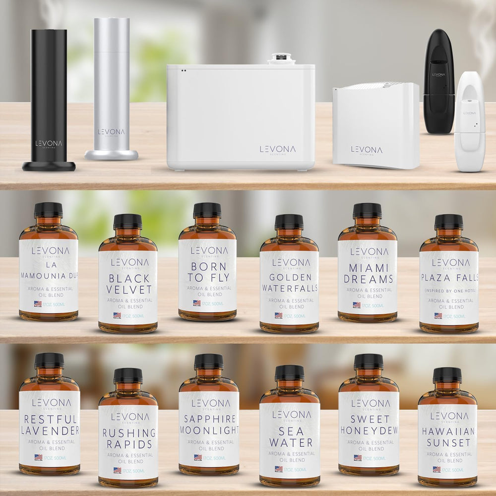 Lifestyle image showing Levona Blue Tranquility diffusing in a home, hotel, or office