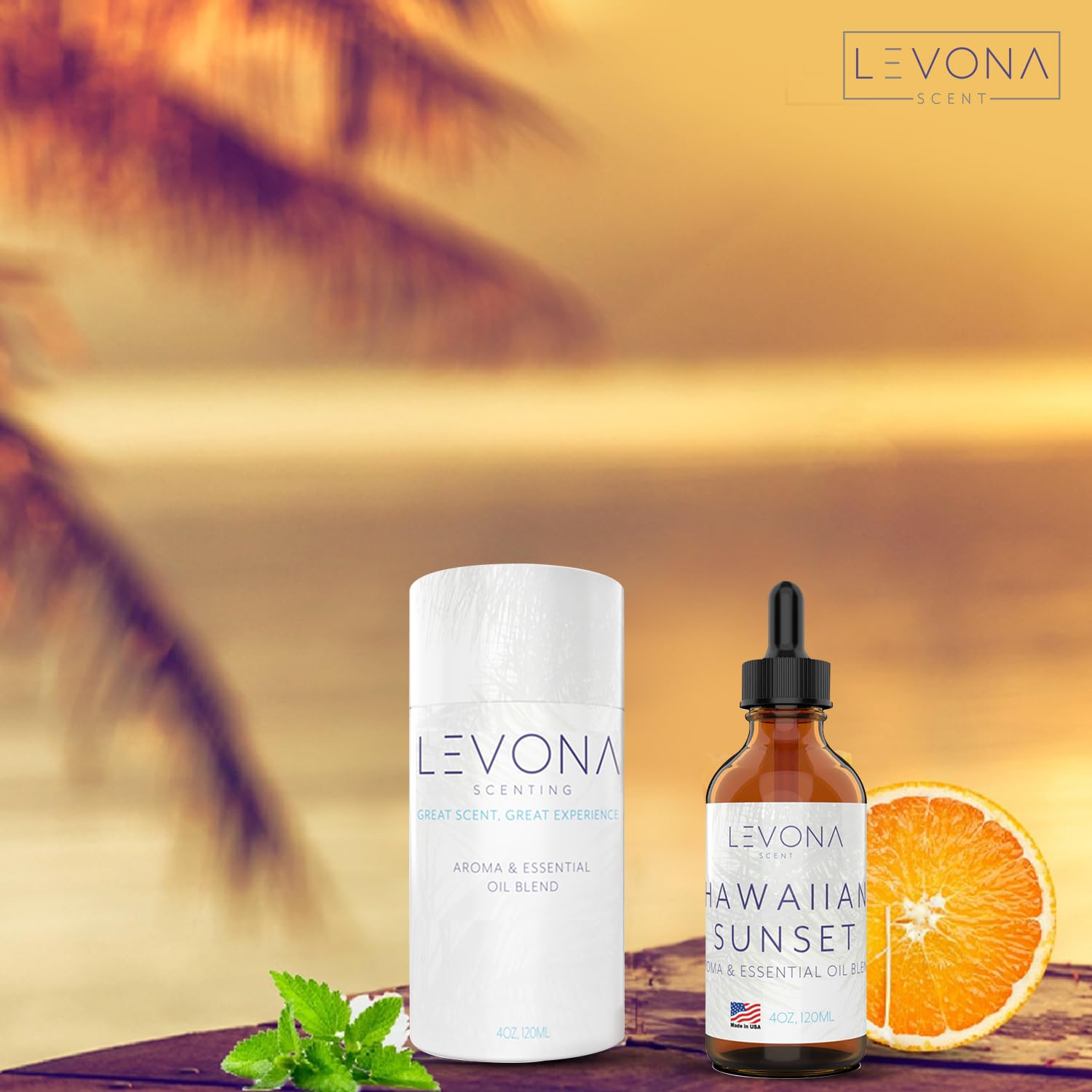 Levona diffuser ready to use with Hawaiian Sunset essential oil