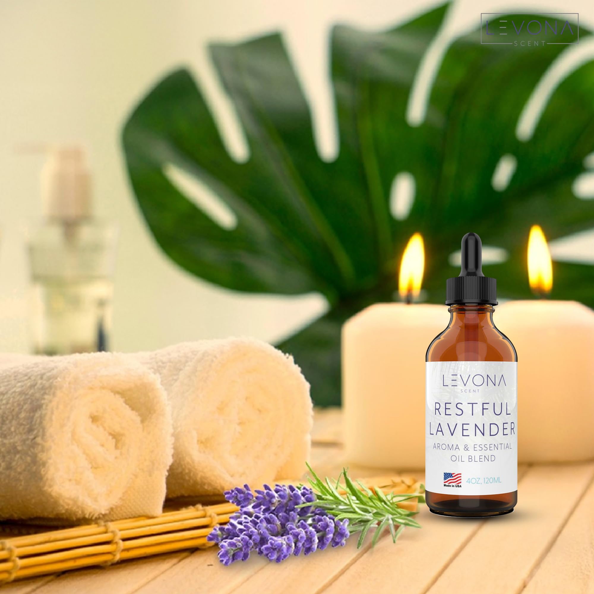 USA-made Levona Scent packaging for Restful Lavender