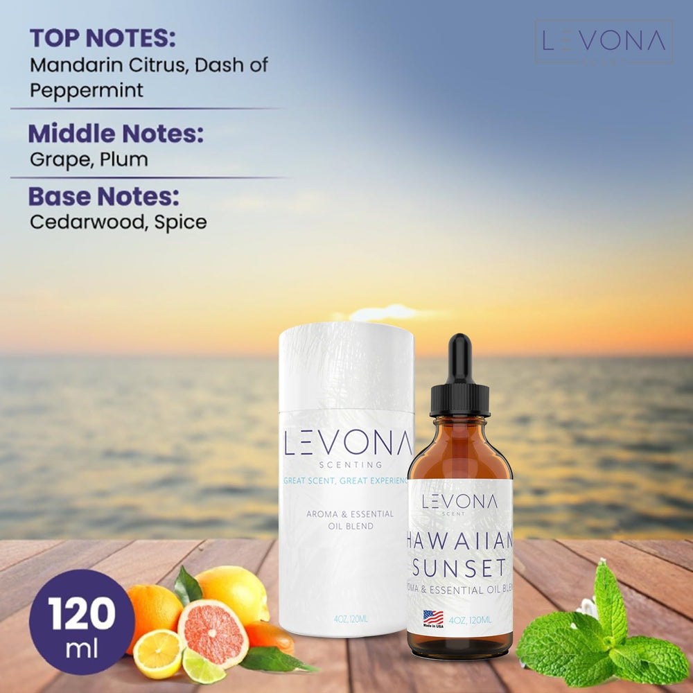 Hawaiian Sunset essential oil box packaging