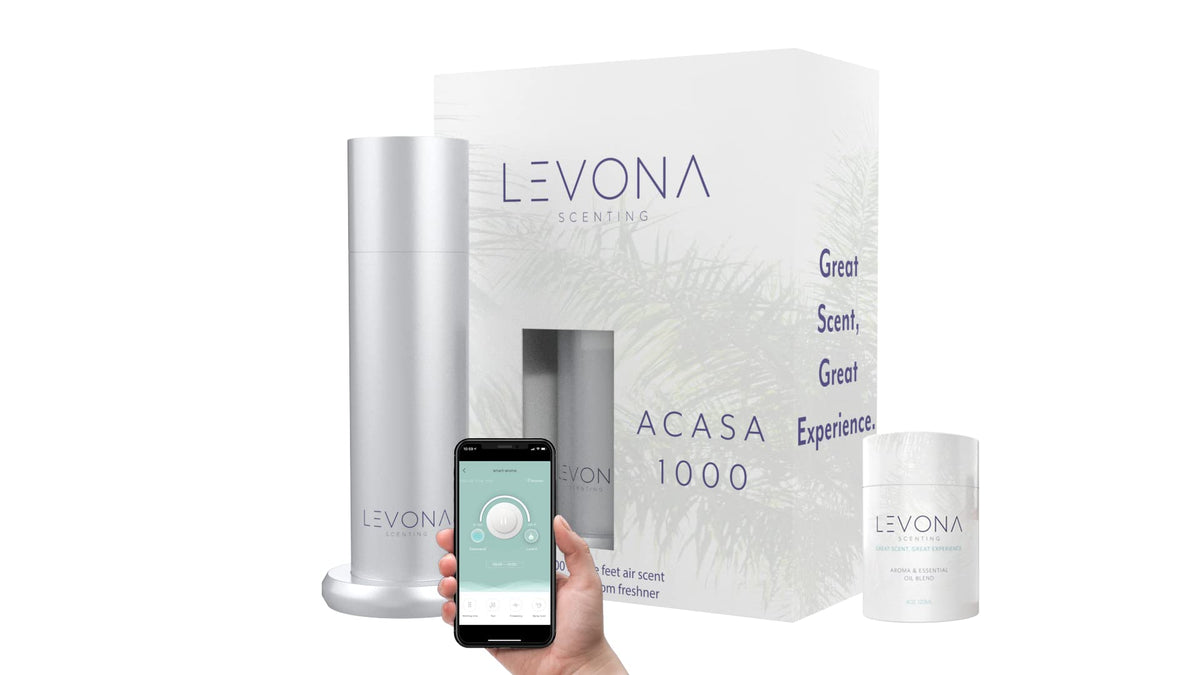 Levona Scent Waterless Diffuser front view in brushed silver delivering subtle home fragrance