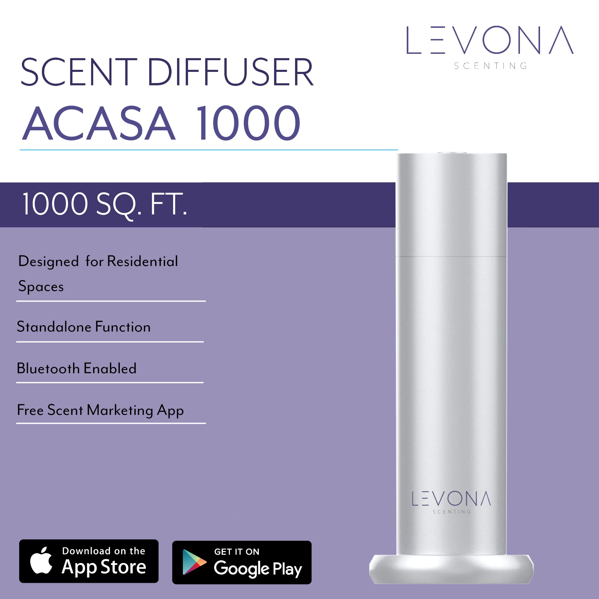 Levona Scent Waterless Diffuser side view in brushed silver for compact decor