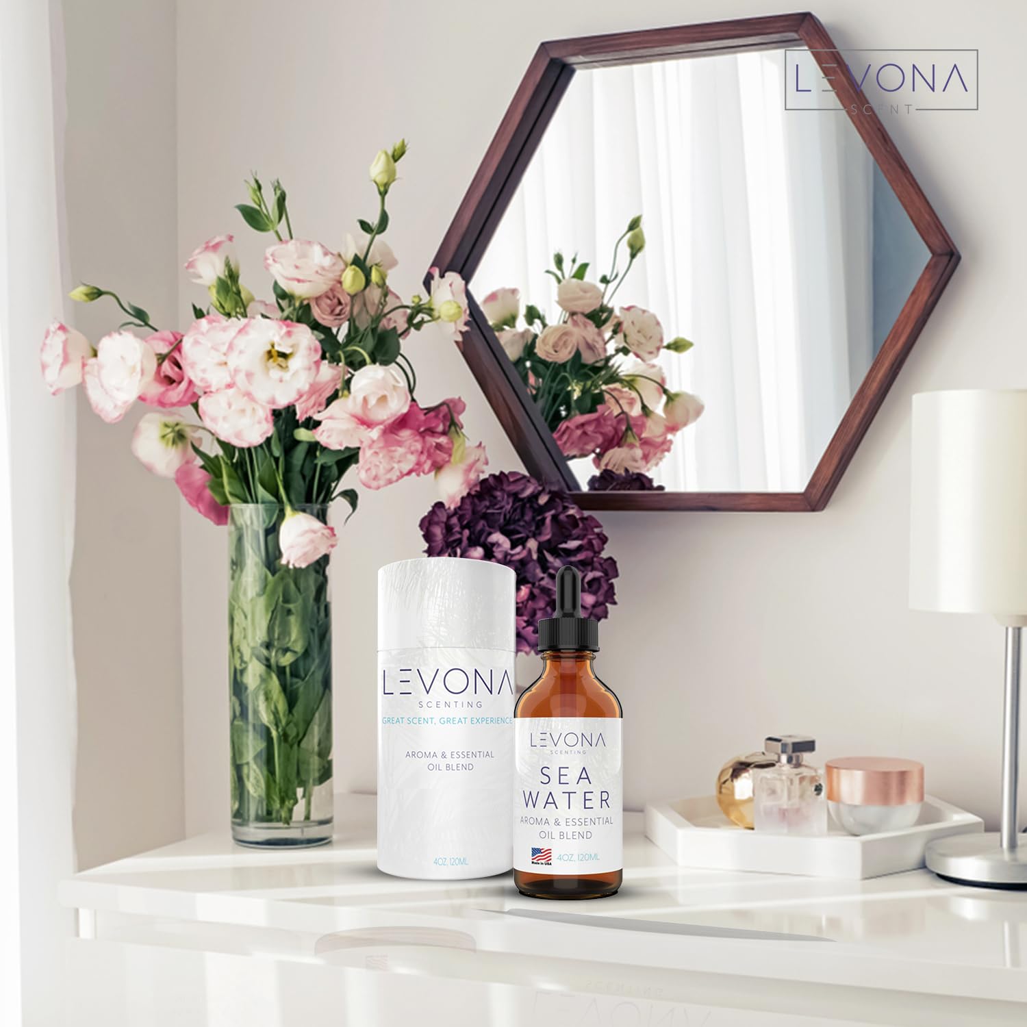 Spa and relaxation scene featuring Levona Sea Water essential oil