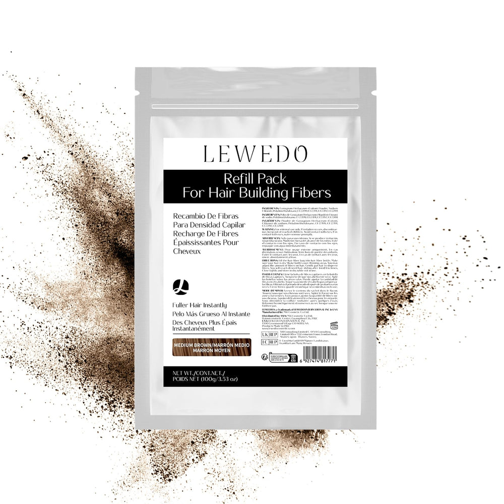 LEWEDO hair-building fibers refill 100g package for quick on-the-go touch-ups