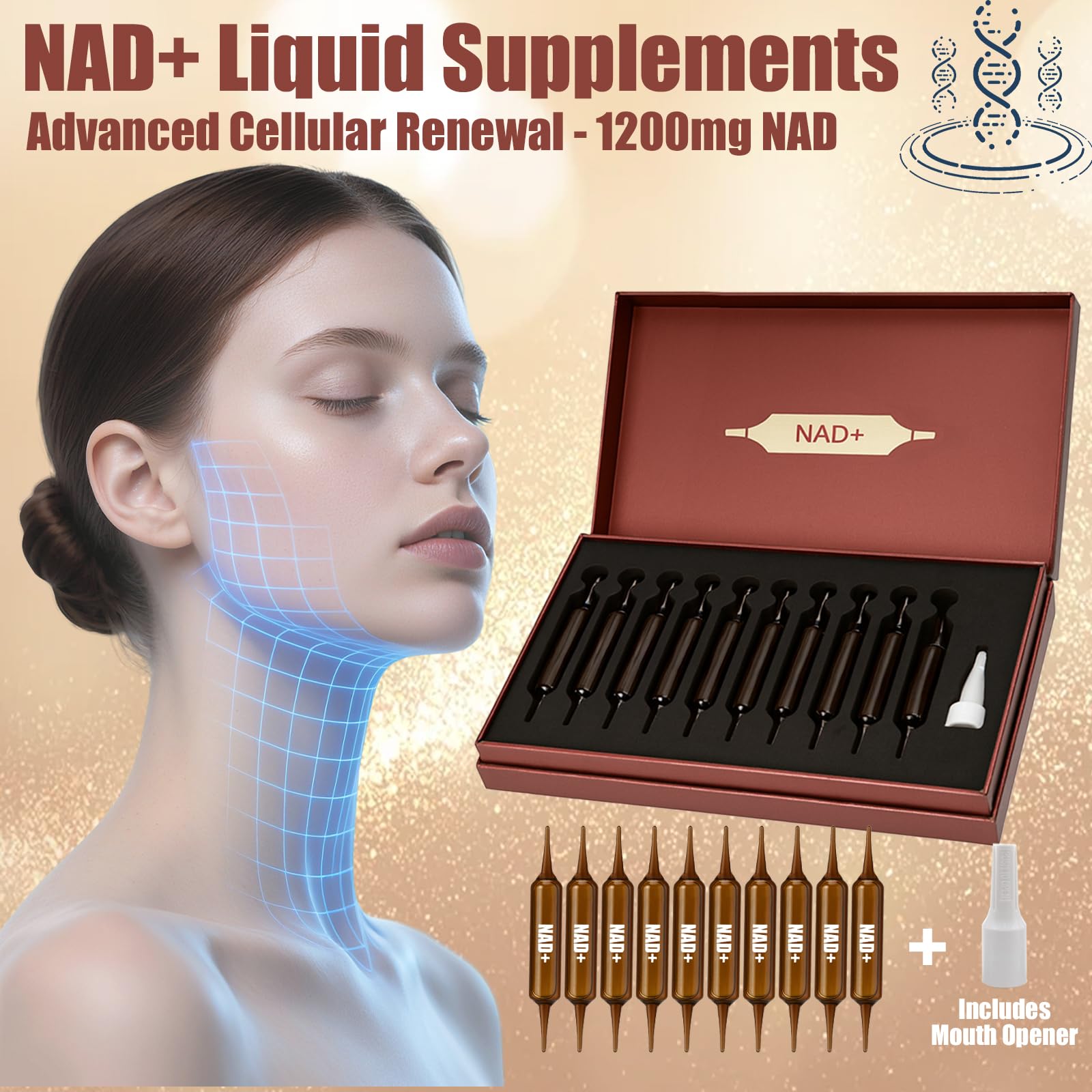 Lexenic NADPlus liquid label revealing ingredients and purity.