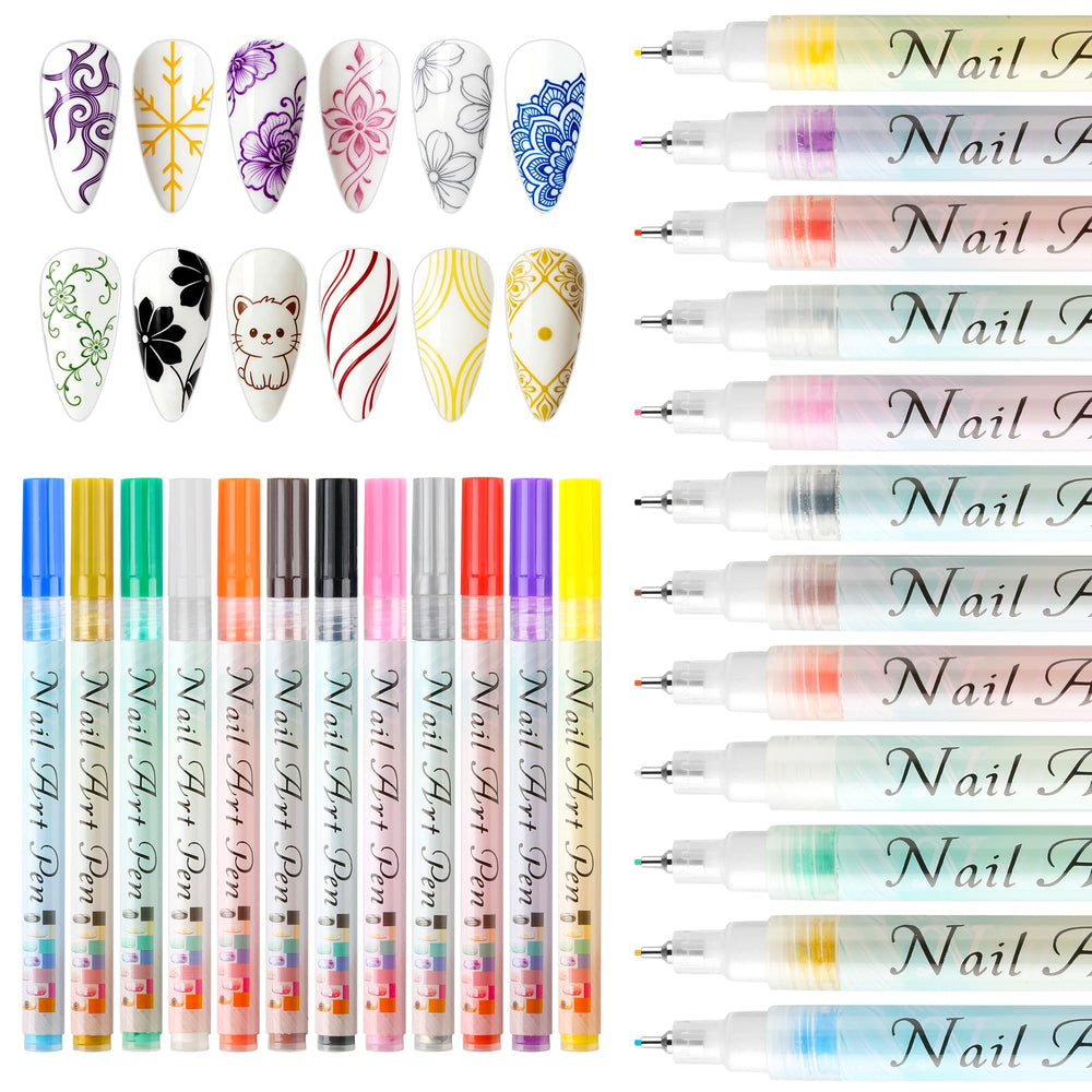 Lezero 12 colors nail art pens set offers vibrant shades for versatile designs.