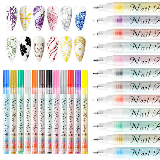 Lezero 12 colors nail art pens set offers vibrant shades for versatile designs.