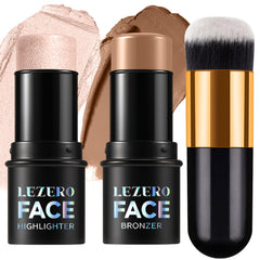 Lezero contour stick set highlights the forehead for subtle lift and natural glow.