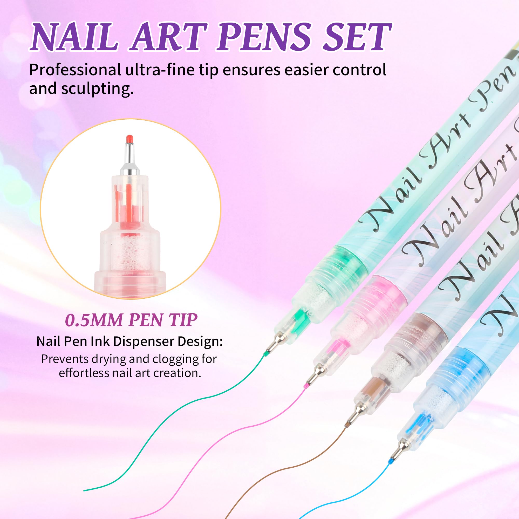 Lezero fine-tip 0.5mm nail marker enables precise lines and details.