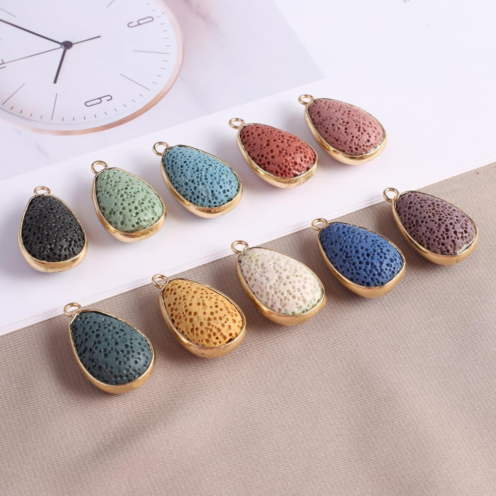LHJ lava stone pendant assorted pack highlights shapes for easy oil diffusion.
