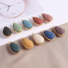 LHJ lava stone pendant assorted pack highlights shapes for easy oil diffusion.