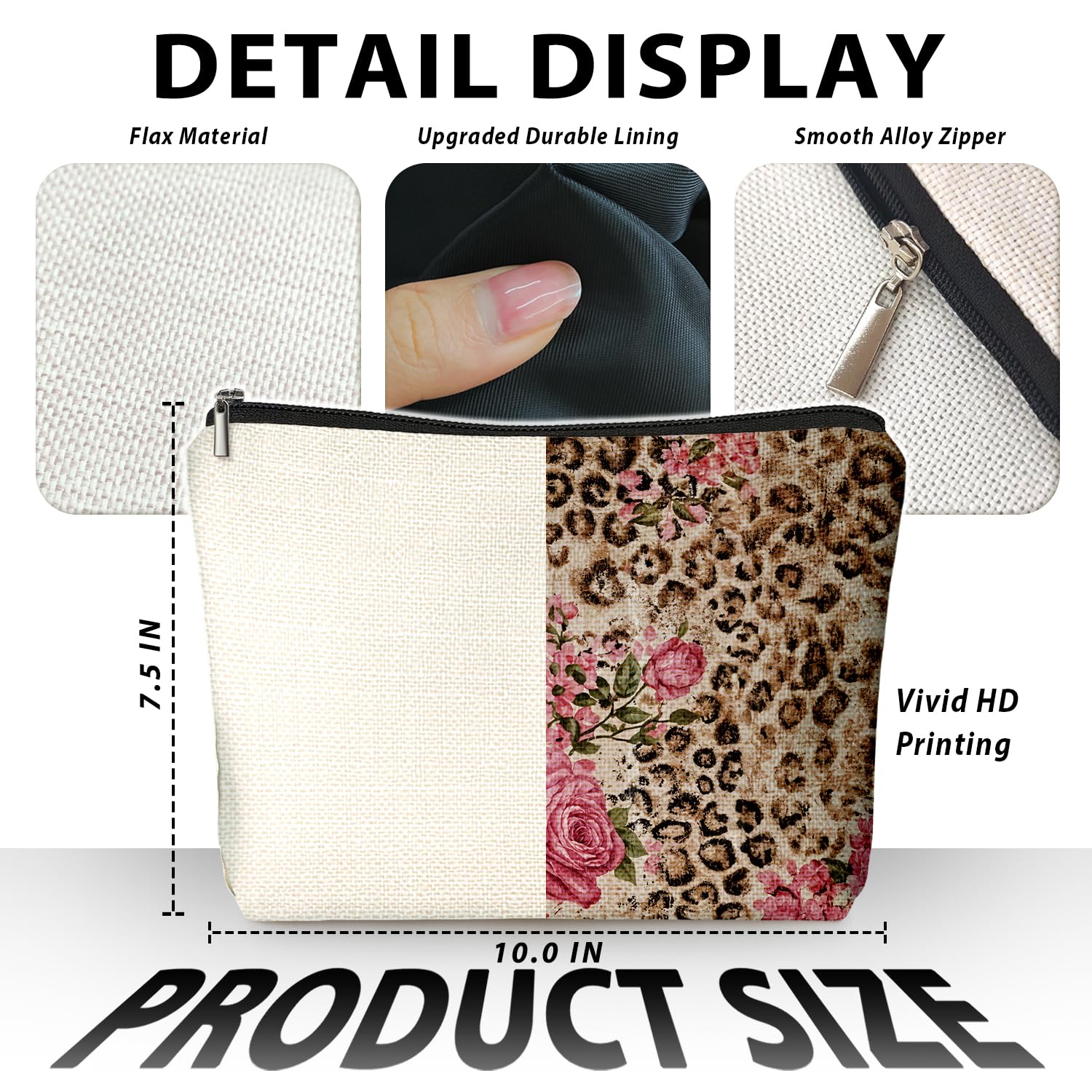 LIANGW cheetah-print cosmetic bag highlights cozy, lightweight storage for brushes and essentials.