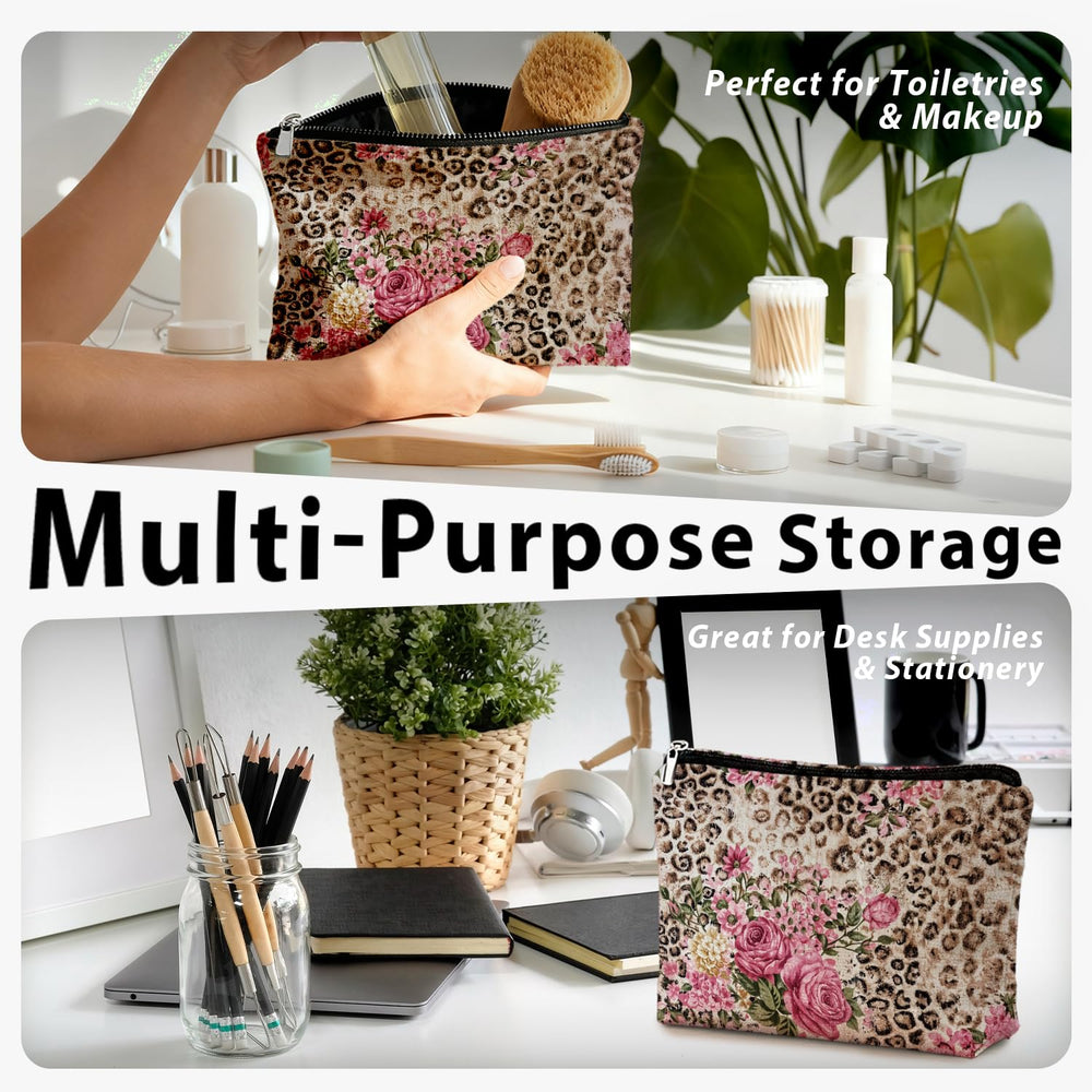 LIANGW zipper makeup pouch with premium linen supports easy cleaning and durability.