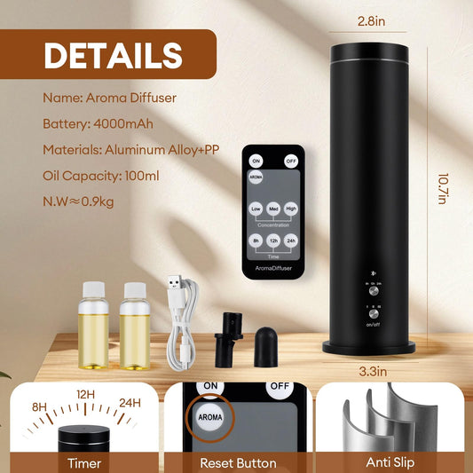 LIARTY waterless diffuser starter kit side view showing compact footprint for desks and nightstands