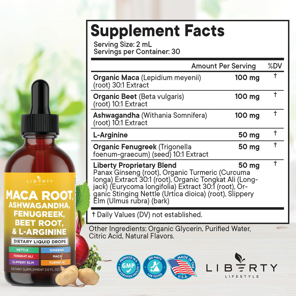 Ashwagandha and maca root liquid drops ingredients