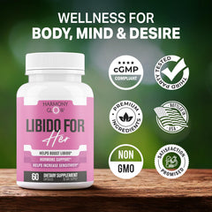 Lifestyle imagery suggesting energy, mood and intimacy with Libido for HER