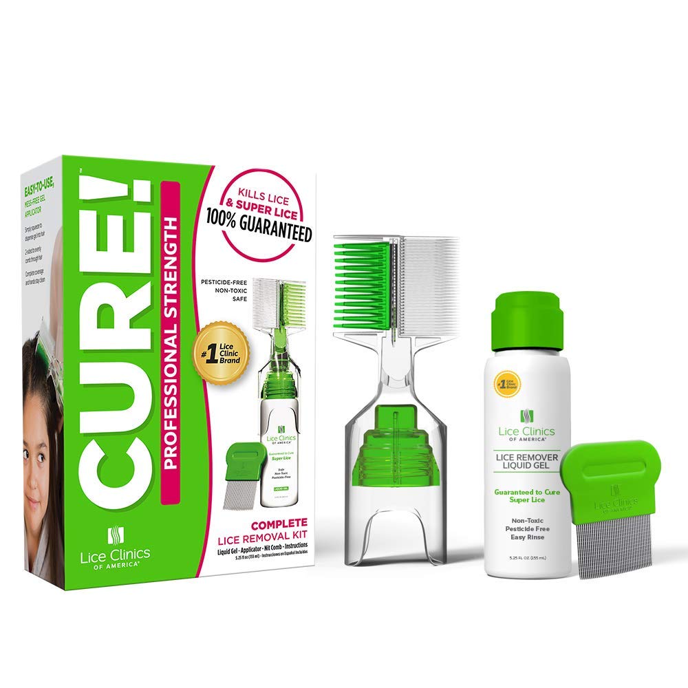 Lice Clinics of America treatment kit bottle with pear-blossom gel for easy, pleasant lice treatment.