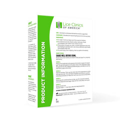 Lice Clinics of America packaging box demonstrates a complete kit for home use.