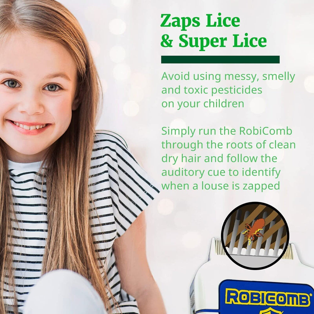 LiceGuard RobiComb audible cue indicates a louse zap during treatment.