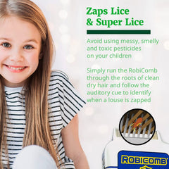 LiceGuard RobiComb audible cue indicates a louse zap during treatment.