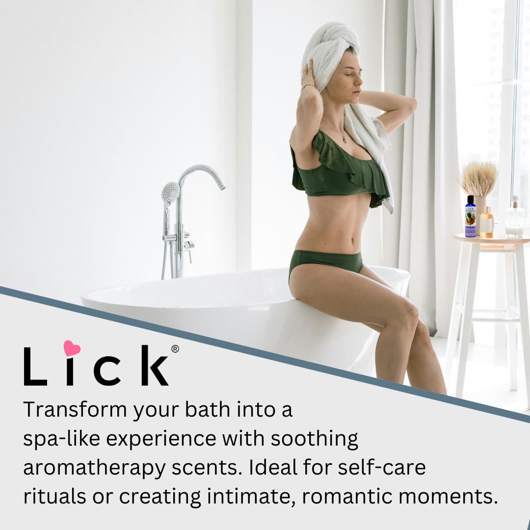LICK Aromatic Bath Oil USA-made bottle pictured for premium gift appeal.
