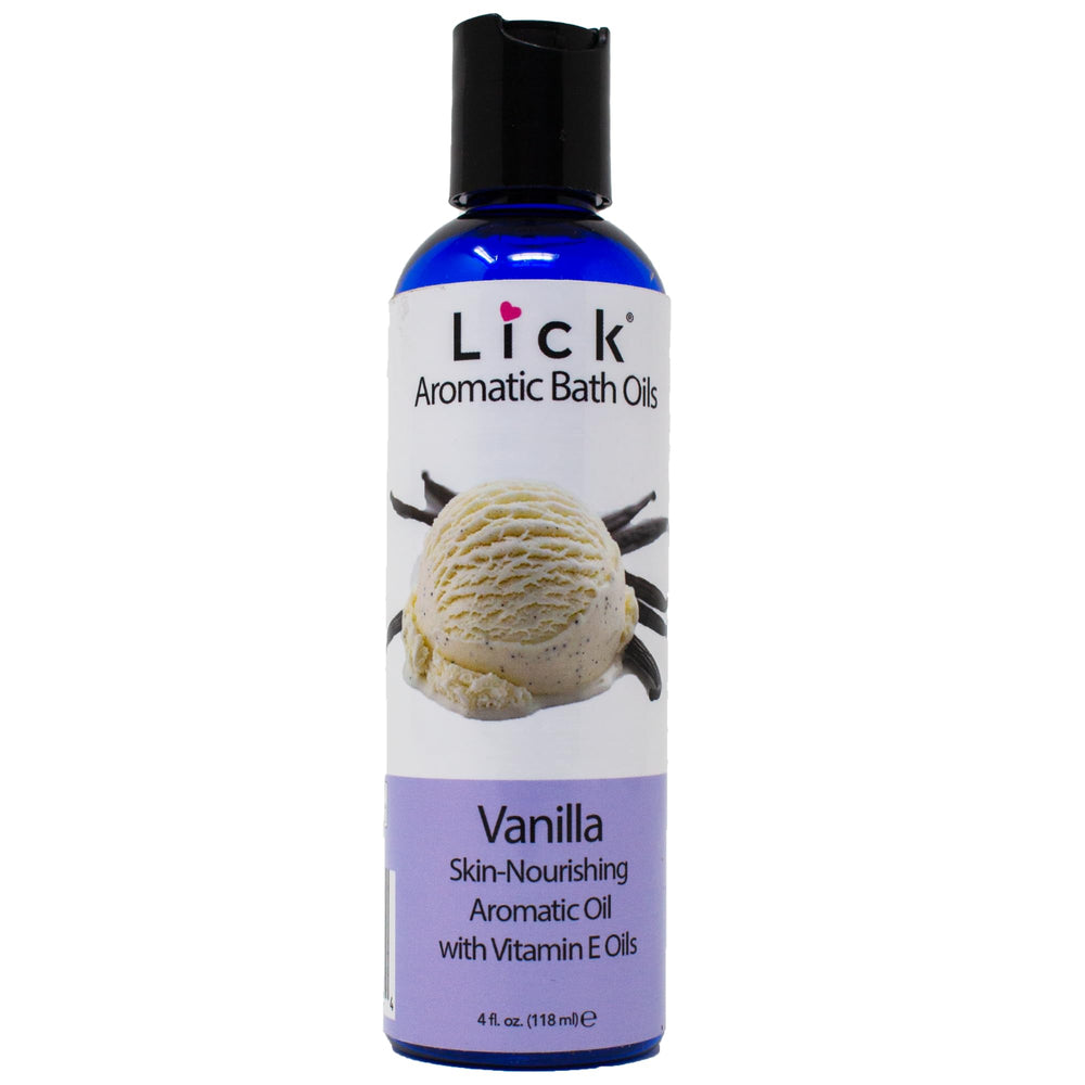 Lick Aromatic Bath Oil Vanilla bottle shown for a calming soak