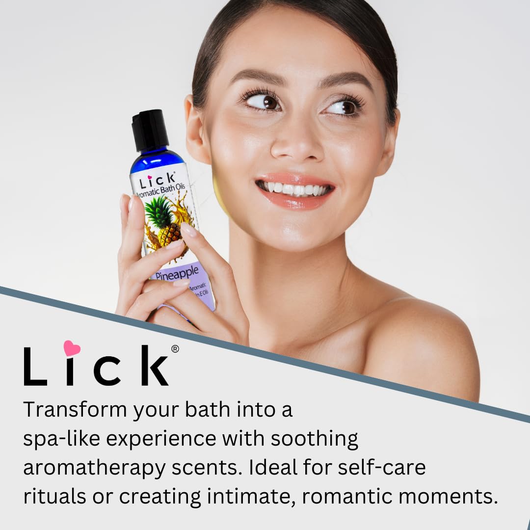 LICK Pineapple bath oil USA-made bottle—quality manufacturing in USA