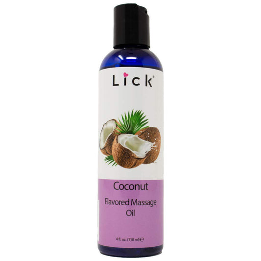 4 oz bottle of Lick Coconut Flavored Massage Oil