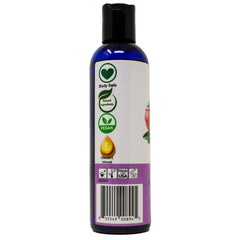 Mango flavored massage oil poured onto hands