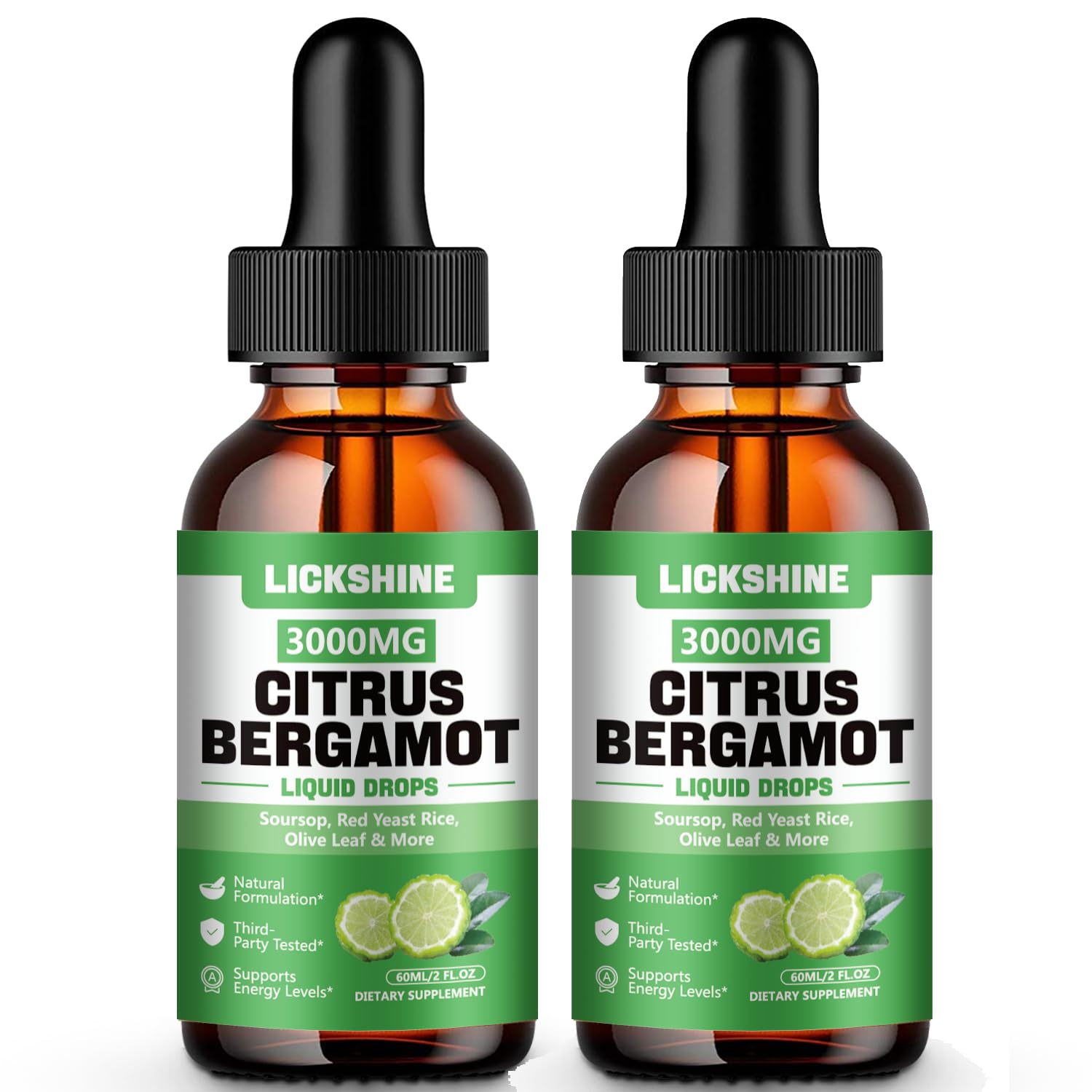 Lickshine 2-Pack Citrus Bergamot Liquid Drops front view bottle