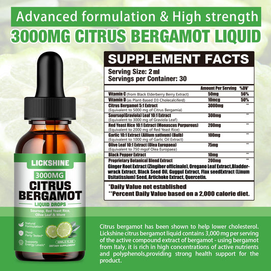 Lickshine Citrus Bergamot Liquid Drops 4oz side view packaging