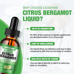 Immune support and digestive health graphic for Lickshine Bergamot drops