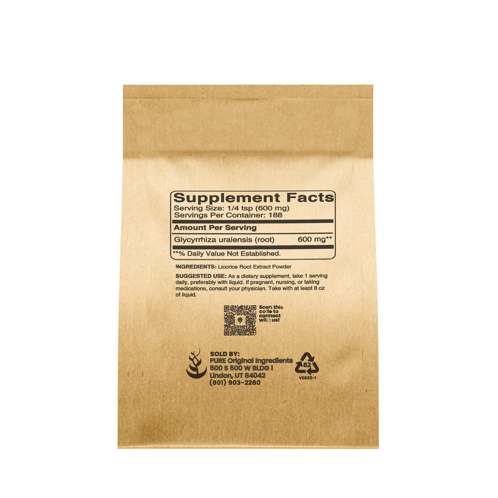 Licorice extract powder label showing single-ingredient formulation