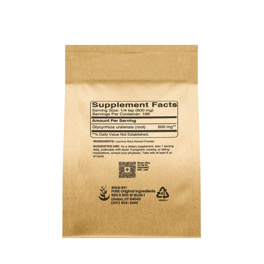 Licorice extract powder label showing single-ingredient formulation