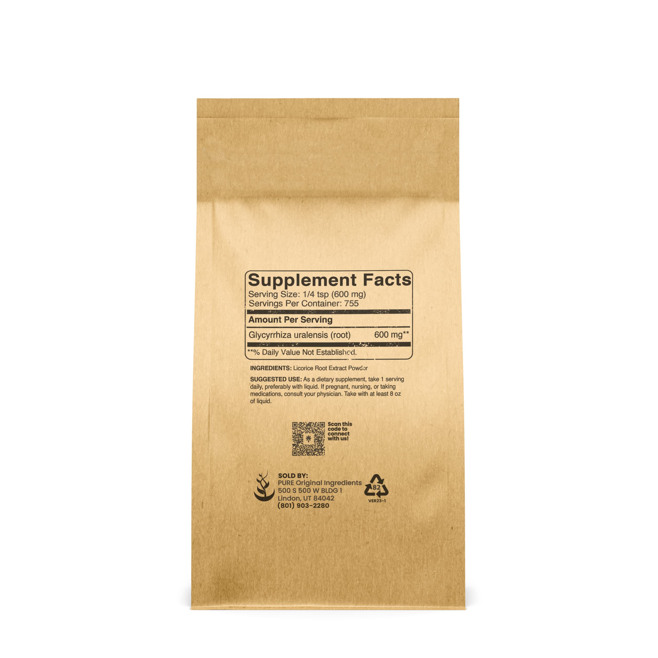 Bottle of licorice extract powder (1lb) - Pure Original Ingredients