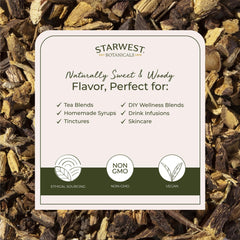 Starwest licorice root packaging in resealable mylar bag