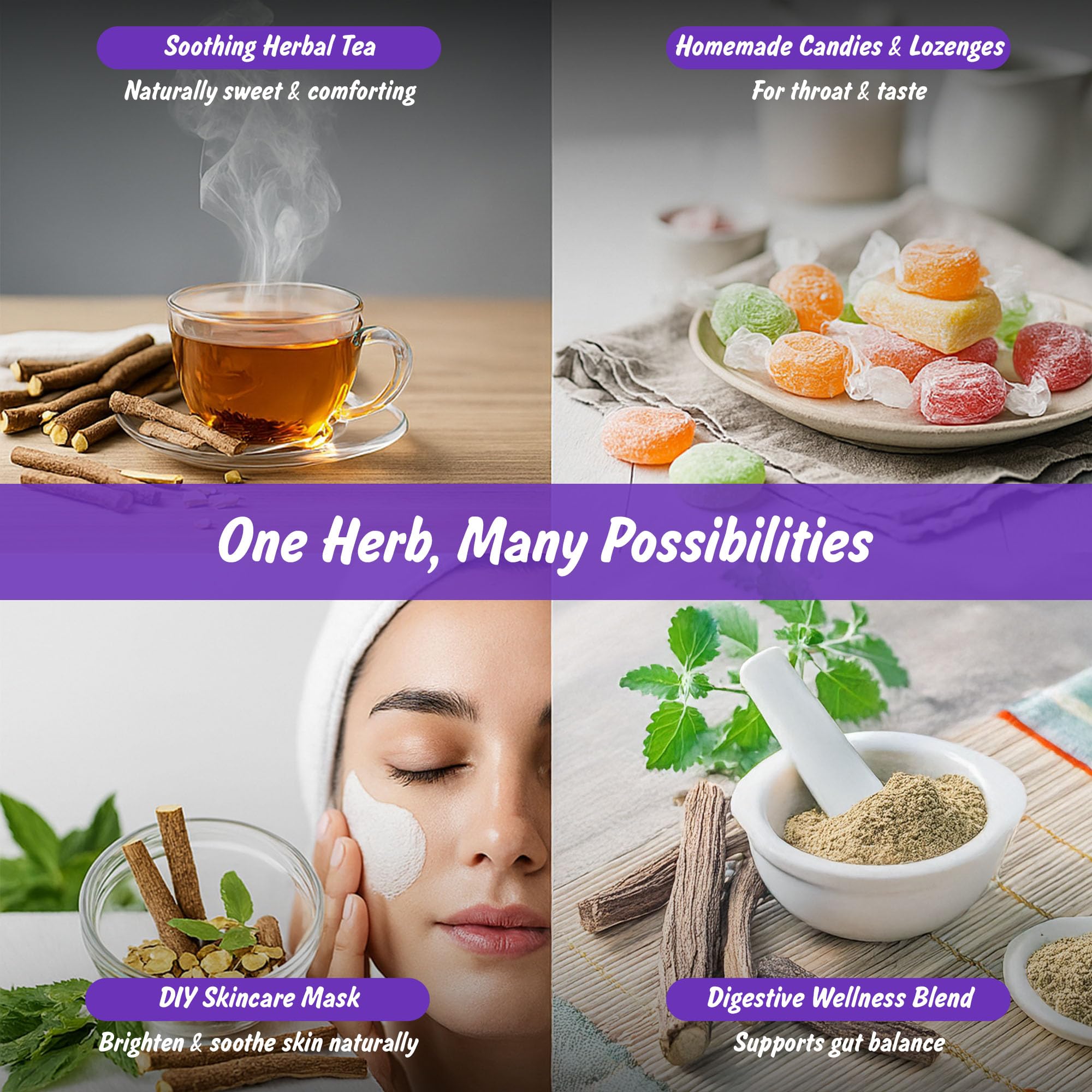 Licorice root powder added to tea
