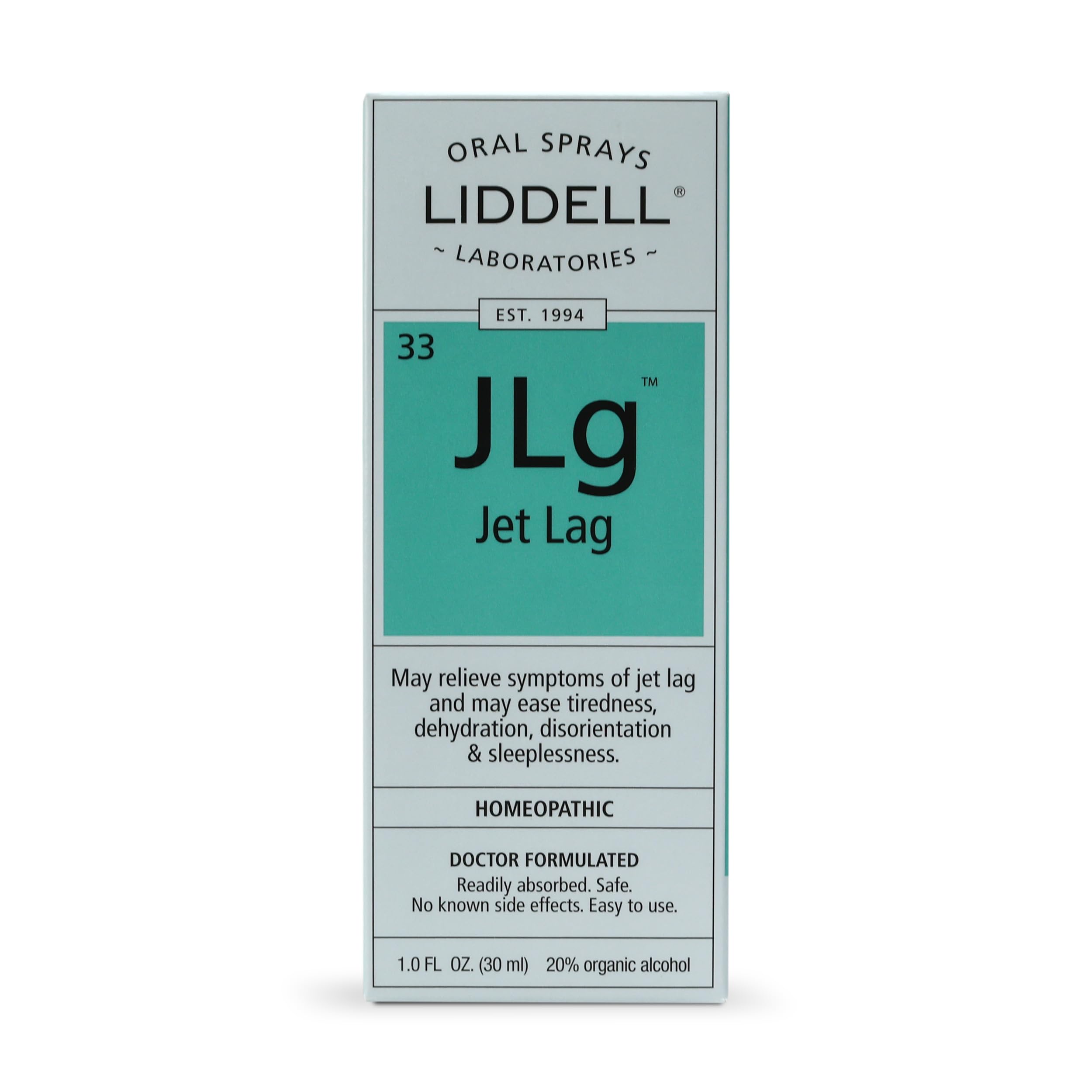 Close-up of Liddell Jet Lag Remedy label