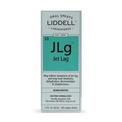 Close-up of Liddell Jet Lag Remedy label