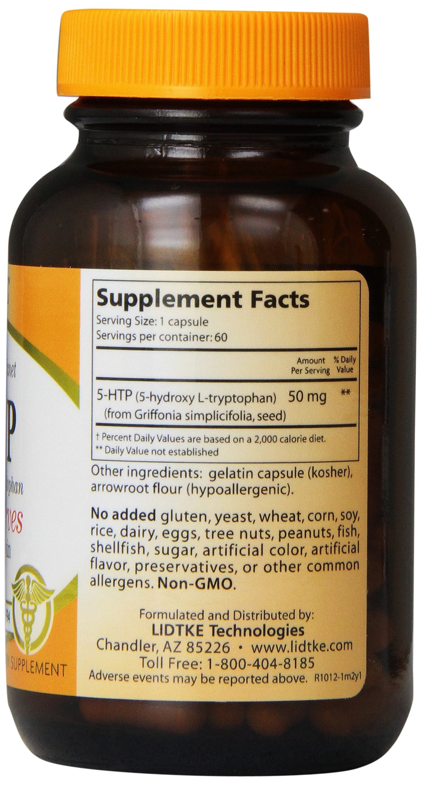 Close-up of Lidtke 5-HTP capsules