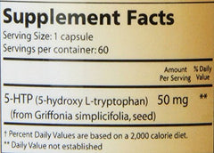 Label showing ingredients of Lidtke 5-HTP capsules