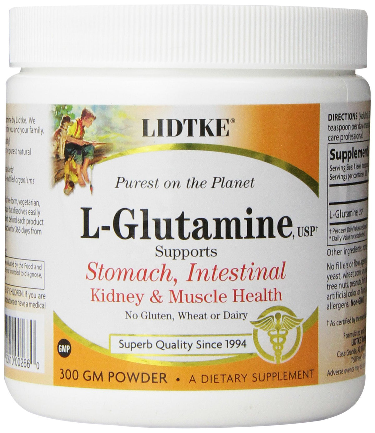 Lidtke L-Glutamine Powder 300 Gram jar