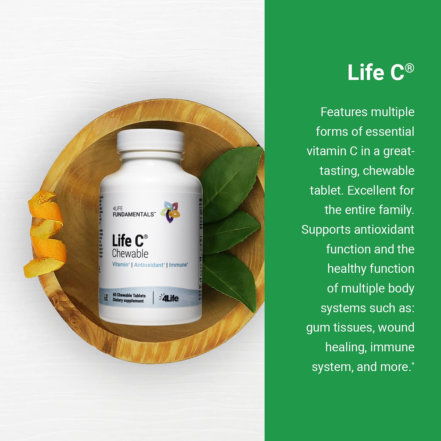 Opened Life C bottle with tablets visible