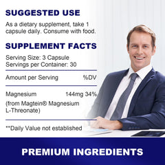 90 capsules bottle with Magtein patent label